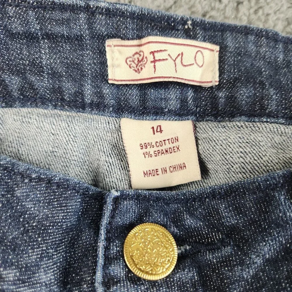 Women's Bootcut Mid Rise Dark Wash Jeans Size 14 Blue Embroidered Embellished - Picture 3 of 9